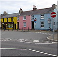 Colourful buildings in East End Square, Pembroke