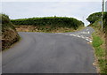 Bend in the main road at a minor road junction north of Stackpole Cheriton