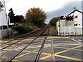 Railway towards Chirk from Station Road level crossing, Preesgweene