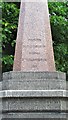 Inscription on obelisk, High Street, N8