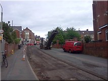 SX9393 : Road resurfacing, St Mark's Avenue, Exeter by David Smith