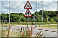 "Cycles crossing" and "pedestrians in road" signs, Dundonald (August 2015)