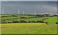 Fields, turbines and pylons, Marshgate, Cornwall