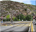 Cliff behind Fishguard Harbour railway station level crossing