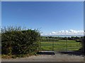 Gate into farmland and a fantastic view over The Wirral and a distant Liverpool