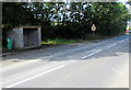 Clarbeston Road bus shelter and low bridge sign, Pembrokeshire