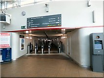SJ8989 : Stockport Station subway barriers by Gerald England