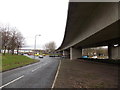 ST3088 : A4042 slip road joins the Harlequin Roundabout, Crindau, Newport by Jaggery