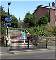 Steps up to Shanklin railway station from two trails