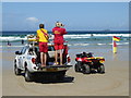 SW3526 : RNLI lifeguards on duty on Sennen beach by Rod Allday