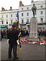 Marking Armistice Day at Leamington War Memorial, 11 November 2014