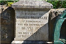 NN9153 : Carved inscription on the bridge, Grandtully by Jim Barton