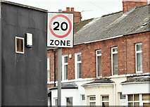 J3673 : 20 mph speed limit sign, Beersbridge Road, Belfast (September 2015) by Albert Bridge