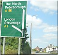 Road sign by the A1