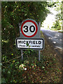 Mickfield Village Name sign on Mickfield Road