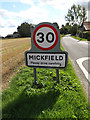 Mickfield Village Name sign on Mickfield Road