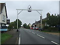 Gantry with sign for the Magpie Inn, Little Stonham