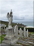 SW5140 : Grave stones in Barnoon Cemetery St Ives by Rod Allday