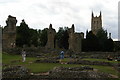 TL8564 : Bury St Edmunds: the Cathedral from the Abbey ruins by Christopher Hilton