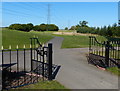 Gates and path at the Belfry golf resort, Wishaw