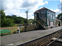 SY9682 : The signal box at Corfe Castle station by Marathon