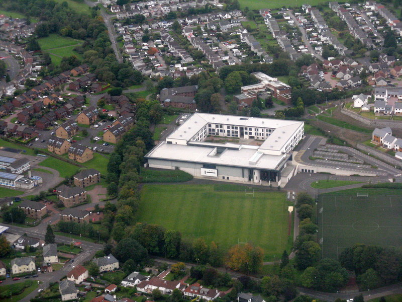 Bearsden Academy from the air © M J Richardson Geograph Britain and