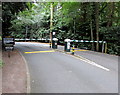 Automatic barriers across an entrance road to Warwick Castle