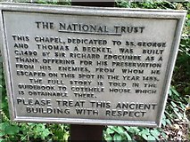 SX4268 : National Trust sign for chapel in the woods by Paul Barnett