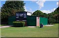 SO9062 : Droitwich Spa Cricket Club scoreboard, St. Peter's Fields, Droitwich Spa, Worcs by P L Chadwick