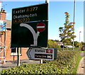 Split in the A377 carriageways ahead, Copplestone