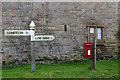 ST4430 : Sign post and post box at Leazemoor Lane by Nick Chipchase