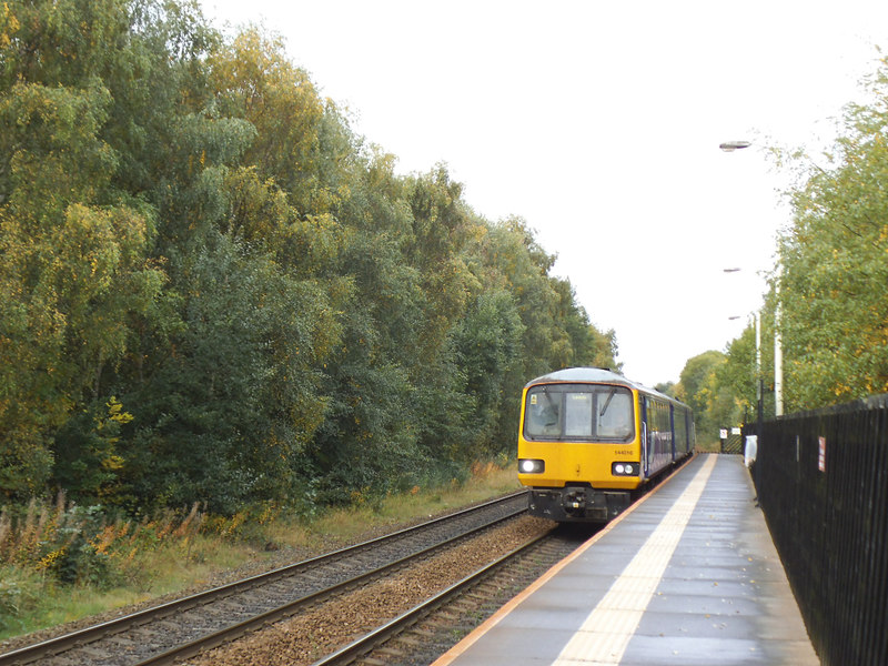 Bramley station with train to Leeds © Stephen Craven Geograph