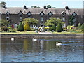 Bridge Avenue and Wharfemeadows Park seen from far side of River Wharfe