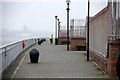 SJ3487 : Cycling on the promenade beside Brunswick Business Park, Liverpool by Mike Pennington