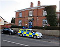 SJ5441 : Whitchurch Police Station and police car by Jaggery