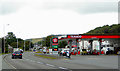 The A487 and petrol station at Llanrhystud, Ceredigion