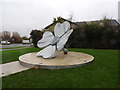 SU0783 : "Forever" marble poppy sculpture, Marlowe Way, Royal Wootton Bassett by Vieve Forward