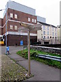 Wooden Community Link signpost in central Pontypool 