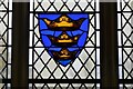 TM2376 : Wingfield: St. Andrew's Church:Detail of crest in the east window by Michael Garlick