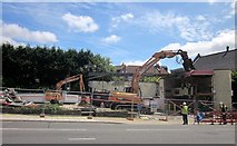 ST5774 : Demolition of filling station on Blackboy Hill by Derek Harper