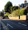 White arrows painted on Caerau Road, Newport