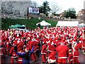 Warm up before Santa Fun Run, Rochester