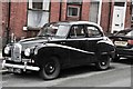 Austin A35 outside terraced houses