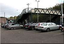 SJ5441 : Whitchurch (Shropshire) railway station car park and footbridge by Jaggery