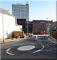 Mini-roundabout in Newport city centre