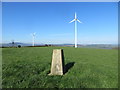 Wind Turbines and Field View at Bryn Farm Triangulation Pillar