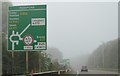 A303 approaching Podimore Roundabout in fog