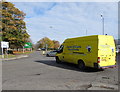 Yellow van on the B4381, Welshpool