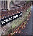 White on black Bowling Green Lane name sign, Albrighton