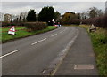 SJ8004 : Warning sign - single file traffic, Newport Road near Cosford by Jaggery